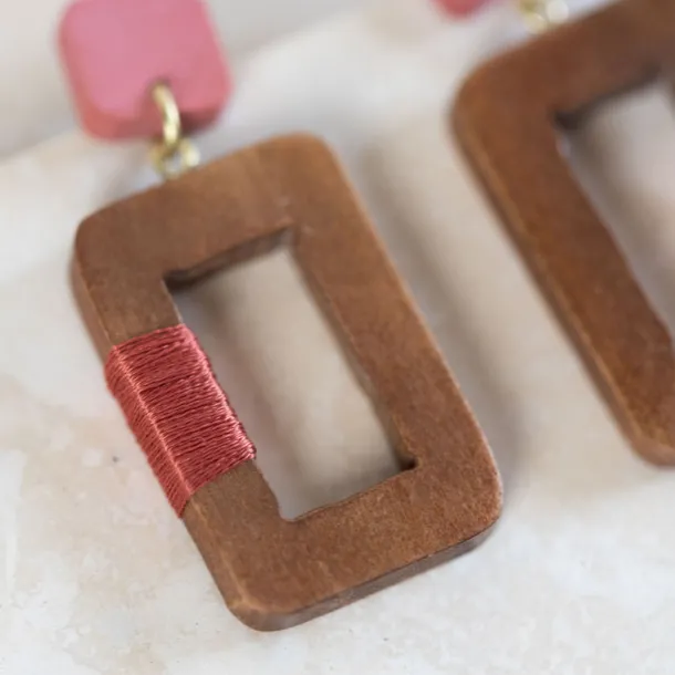 Aayat Silk & Wood Drop Earrings