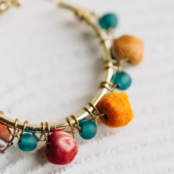 Akku Sari Bead Hoop Earrings