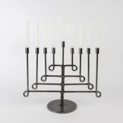 Antiqued Twisted Iron Menorah