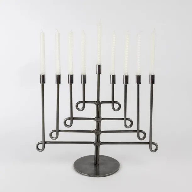Antiqued Twisted Iron Menorah