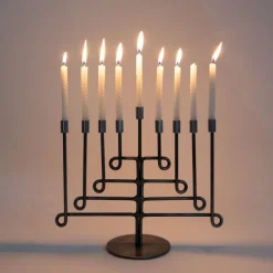 Antiqued Twisted Iron Menorah