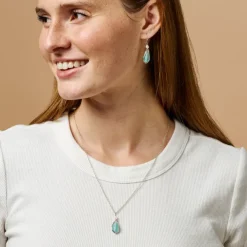 Aqua Pearl Silver Pendant Necklace