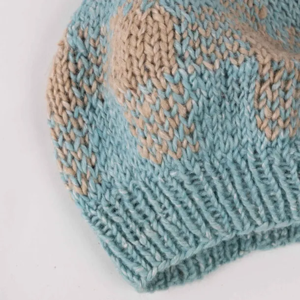 Aqua Tan Winter Beret