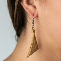 Ashriea Olive Wood Drop Earrings