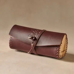 Asif Leather & Olive Wood Eyeglass Case
