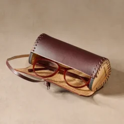 Asif Leather & Olive Wood Eyeglass Case