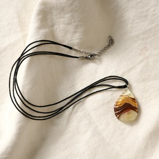 Aylen Fused Glass Teardrop Pendant Necklace