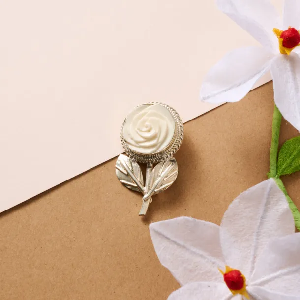 Bagaica Rose Carved Bone Pin