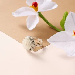 Bagaica Rose Carved Bone Ring