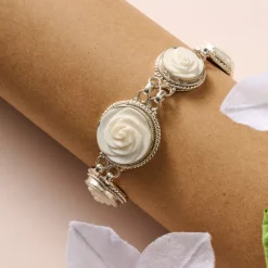 Bagaica Rose Carved Bone Bracelet