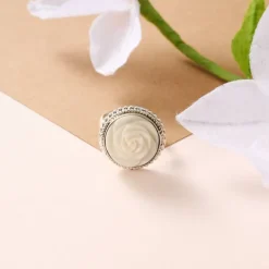 Bagaica Rose Carved Bone Ring
