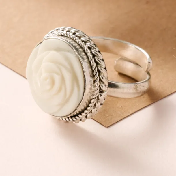 Bagaica Rose Carved Bone Ring
