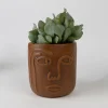 Big Brown Eyes Terracotta Face Planter