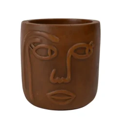 Big Brown Eyes Terracotta Face Planter