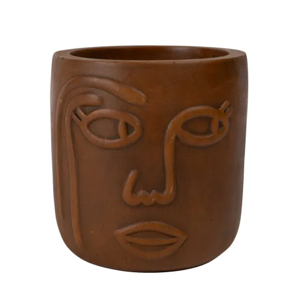 Big Brown Eyes Terracotta Face Planter