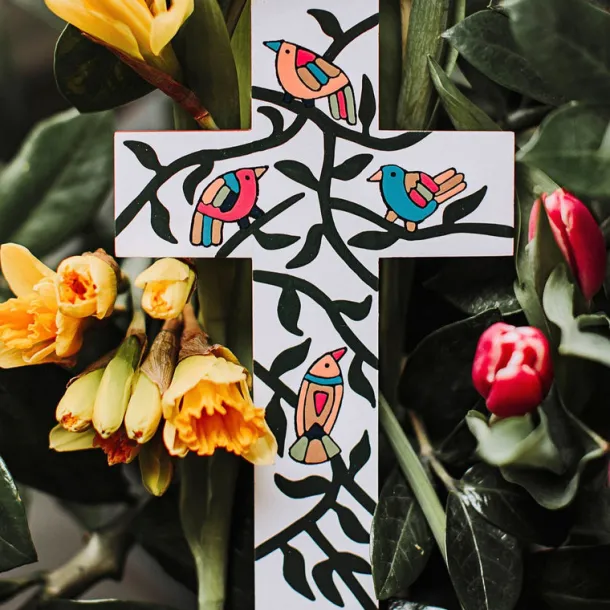 Birdsong Painted Cross