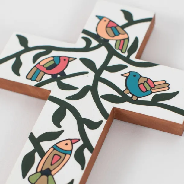 Birdsong Painted Cross