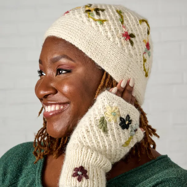 Blissful Flowers Embroidered Wrist Warmers