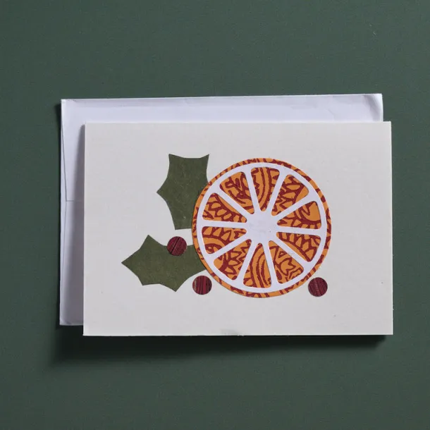 Block Print Orange Slice Card