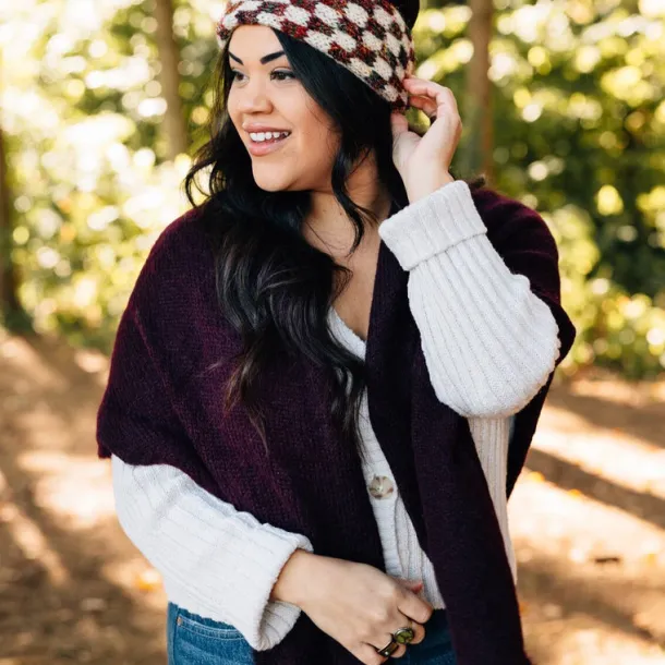 Burgundy Alpaca Triangle Shawl