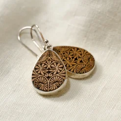 Carved Gourd Teardrop Earrings