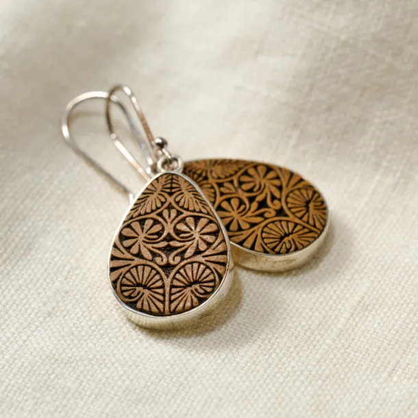 Carved Gourd Teardrop Earrings