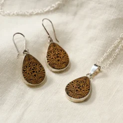Carved Gourd Teardrop Earrings