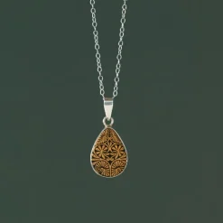 Carved Gourd Teardrop Pendant Necklace