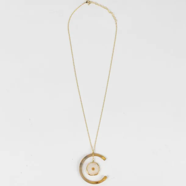 Celestial Reclaimed Horn & Geode Pendant Necklace