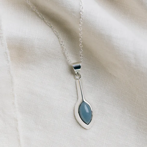 Celestial Silver Marquise Pendant Necklace