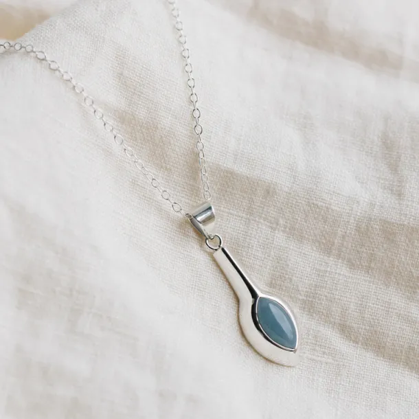 Celestial Silver Marquise Pendant Necklace