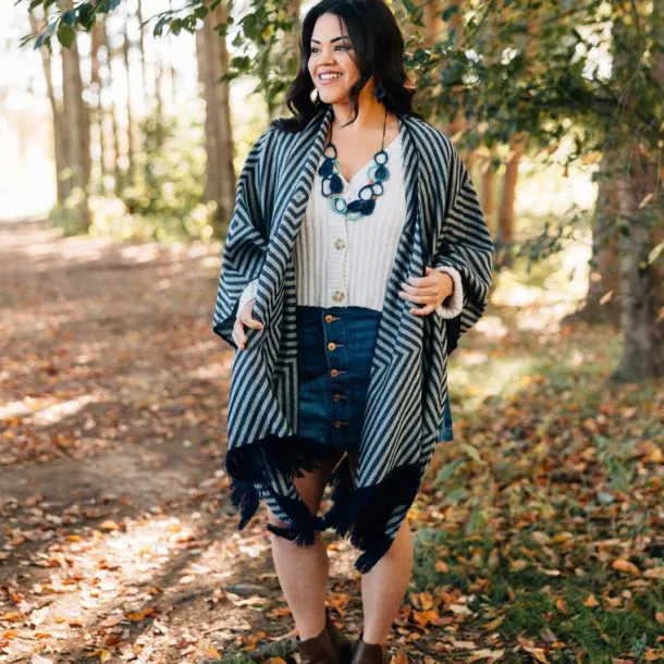 Chevron Stripe Poncho