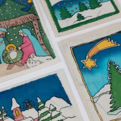 Christmas Cards - Nativity & Trees - Set of 4
