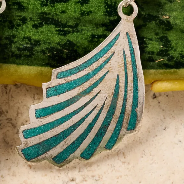 Cila Turquoise & Metal Dangle Wing Earrings