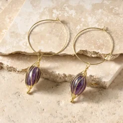 Clarity Amethyst Hoop Earrings