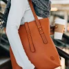 Cognac Eco-Leather Shoulder Bag