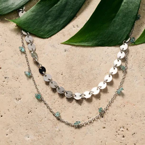 Dohara Disc and Stone Necklace