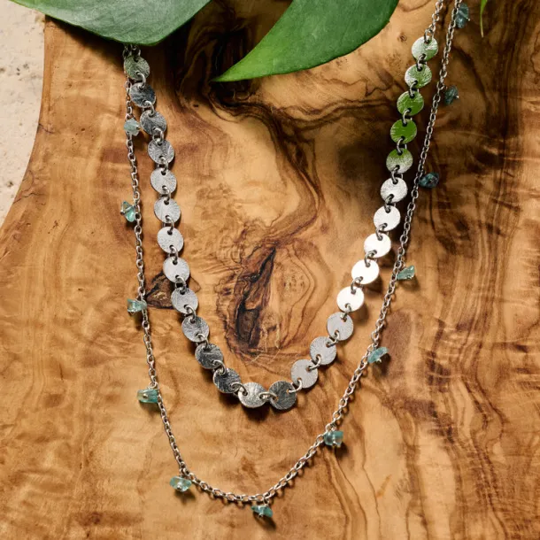 Dohara Disc and Stone Necklace