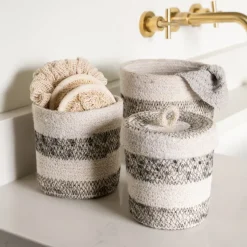 Dorakata Stitched Jute Basket - 6.5"H