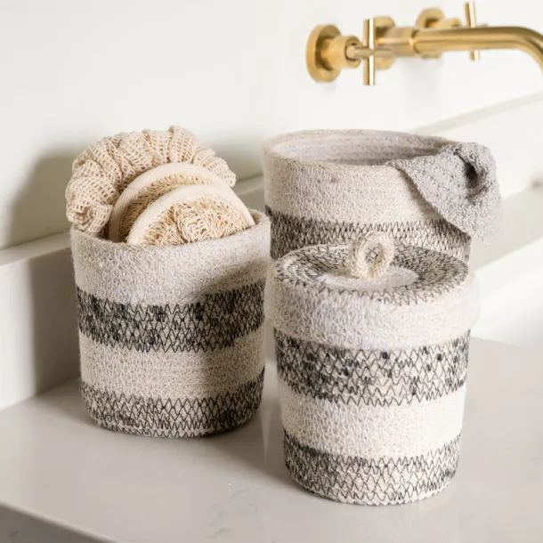 Dorakata Stitched Jute Basket - 6.5"H