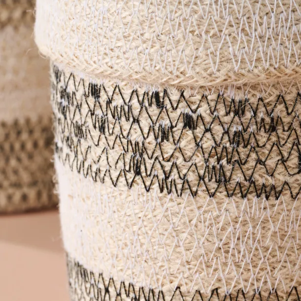 Dorakata Stitched Jute Basket - 6.5"H
