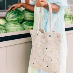 Dotted Jute Shoulder Bag