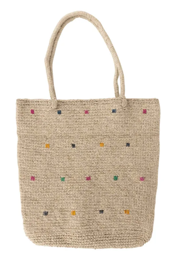 Dotted Jute Shoulder Bag