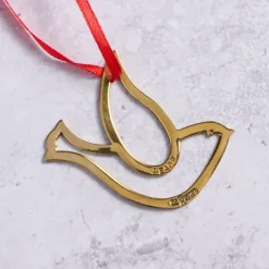 Dove of Peace Bombshell Brass Ornament