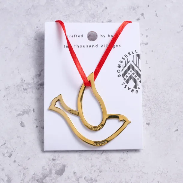 Dove of Peace Bombshell Brass Ornament
