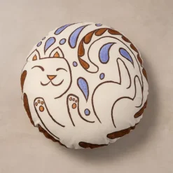 Embroidered Cat Pillow