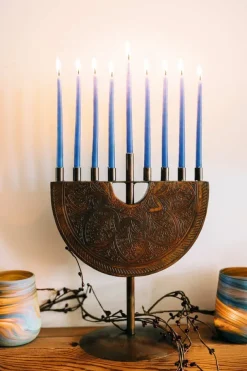 Engraved Iron Menorah