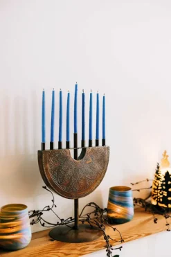 Engraved Iron Menorah