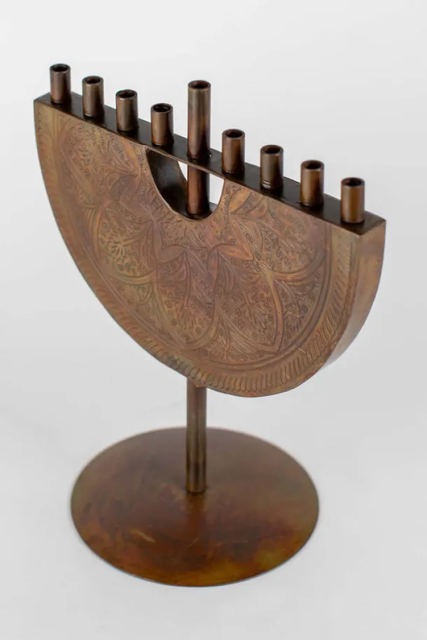 Engraved Iron Menorah
