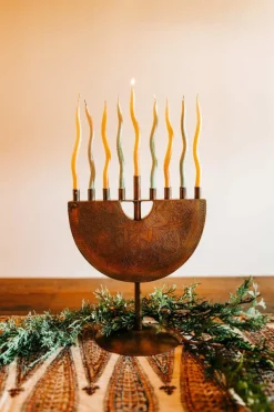 Engraved Iron Menorah